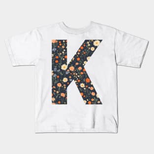 A vintage flower pattern filling the letter K Kids T-Shirt